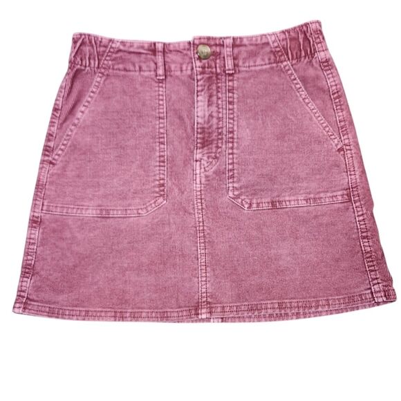American Eagle Corduroy Mini‎ Skirt Short Pink Stretch Pockets Cargo Burnout 0 - Picture 2 of 10